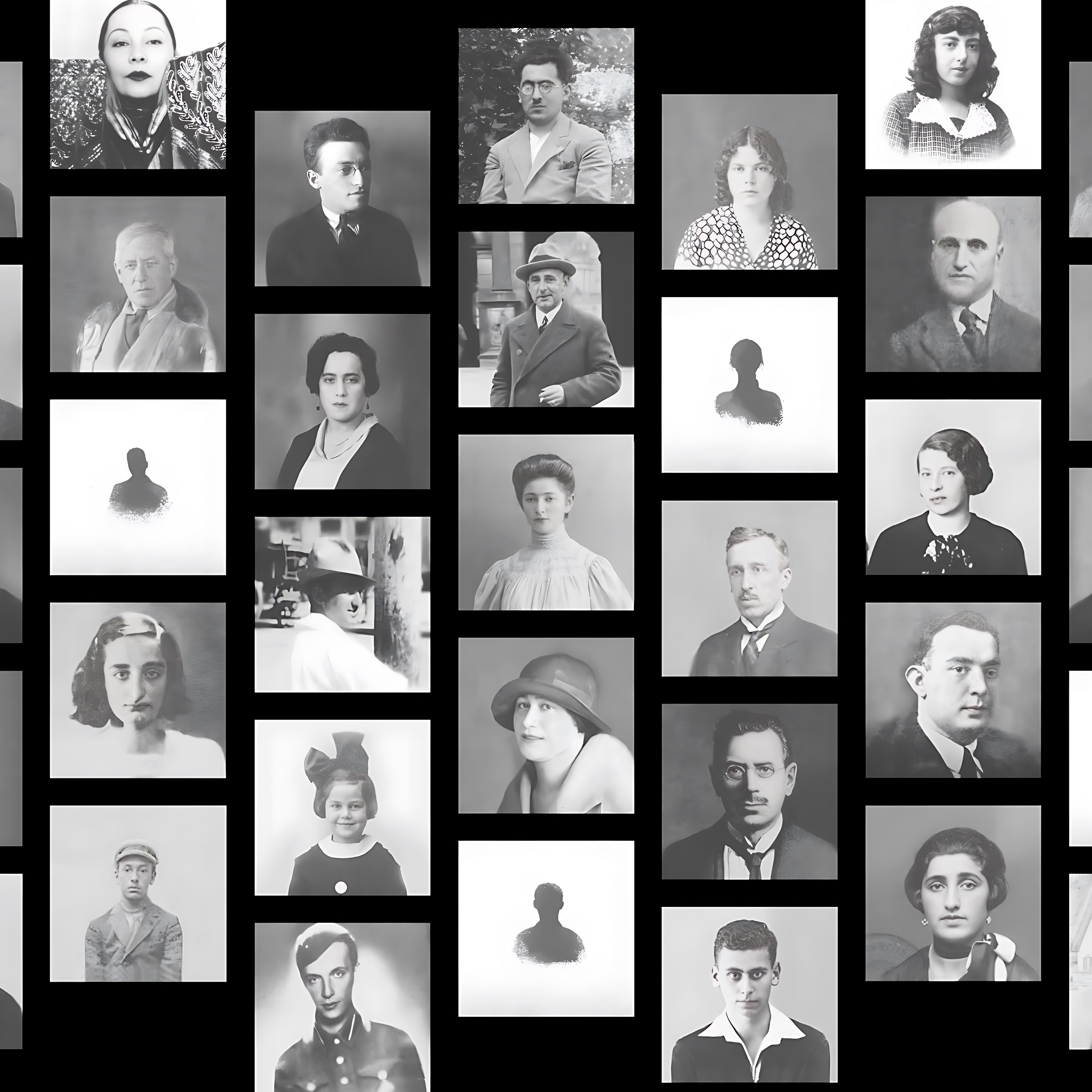 Historical portraits of Holocaust victims